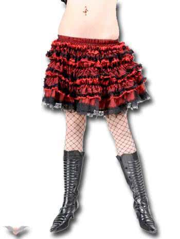 Geraffter rot-schwarzer Mini-Rock GR.XL trendy Gothic skirts in