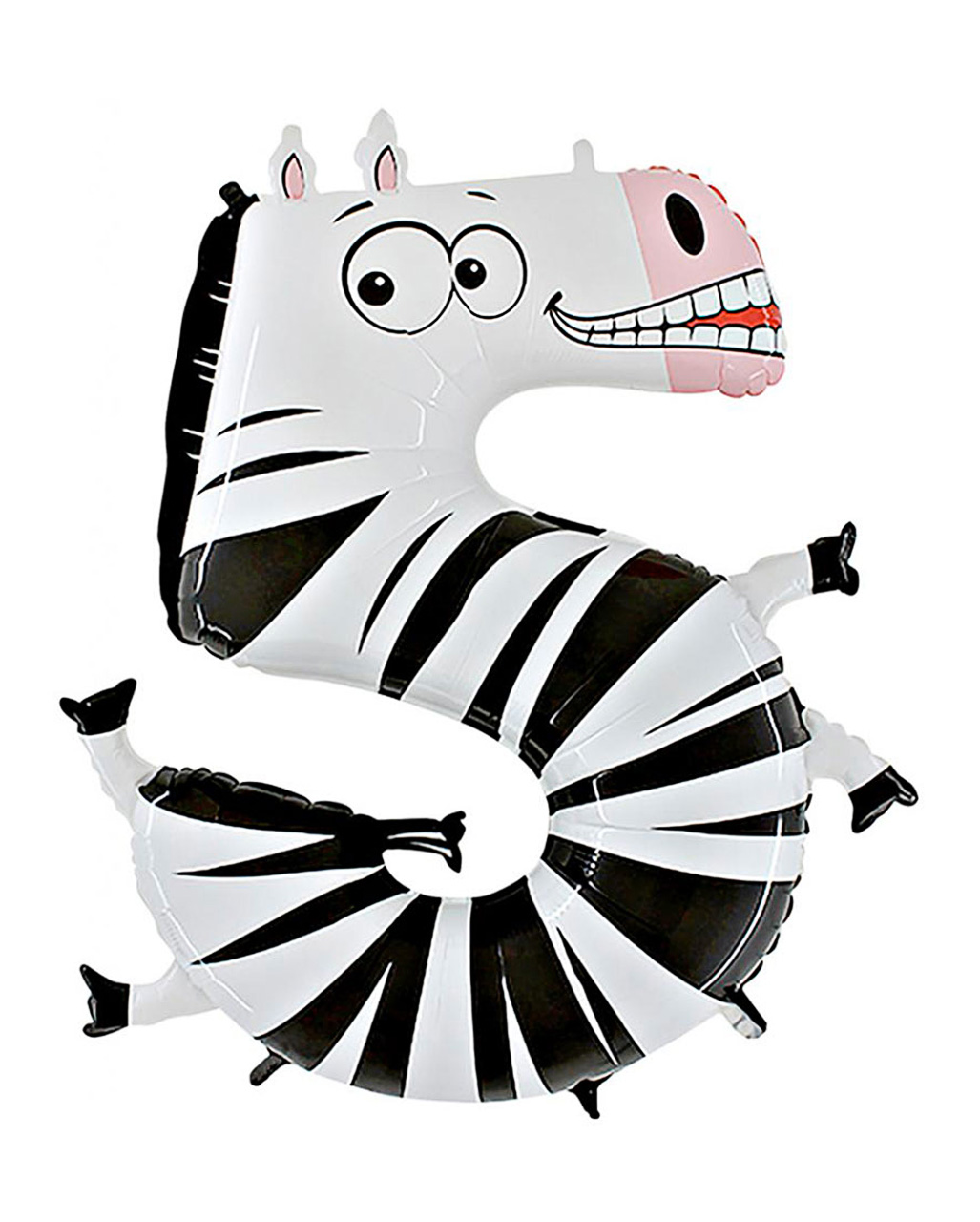 Animaloon Zahl 5 Zebra  Partyballon 5. Geburtstag