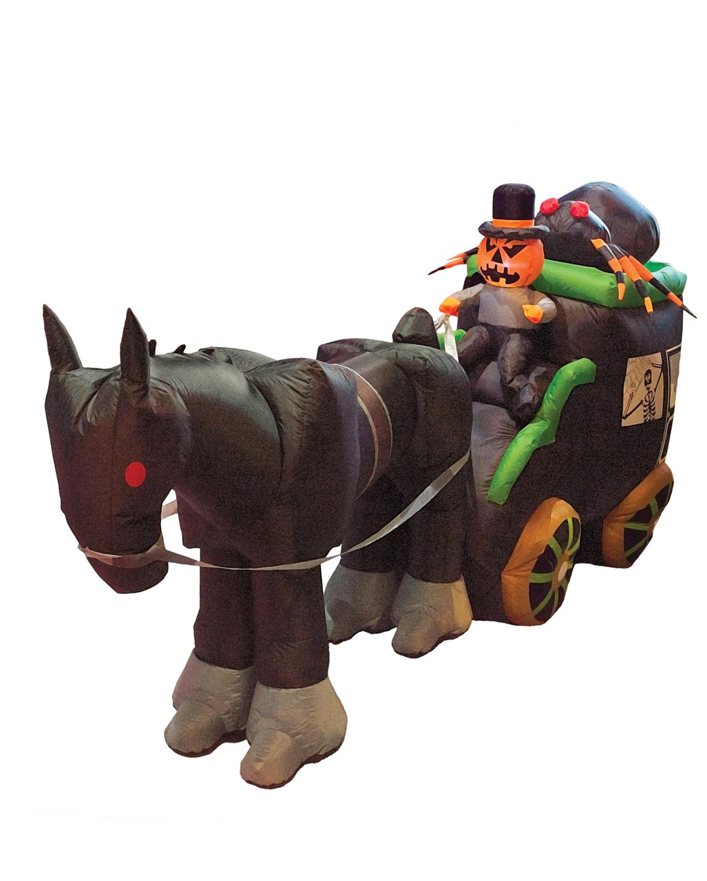 Aufblasbare Halloween Kutsche mit Kürbis Reiter ➤