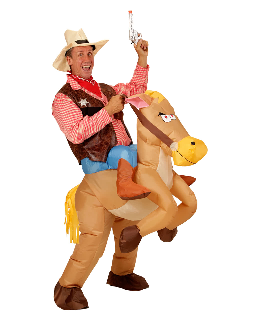Aufblasbares Pferd Cowboy Kostüm  für die Wild West Party
