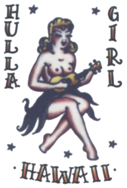 Hawaii Girl Aufklebe Tattoo  Südsee Tattoo für Karneval