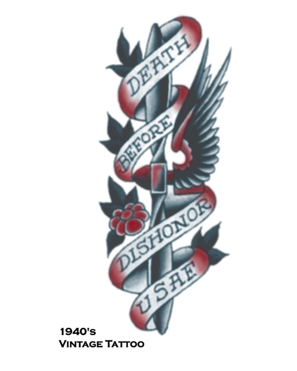 Death before Dishonor Aufklebe Tattoo Make-up Zubehör