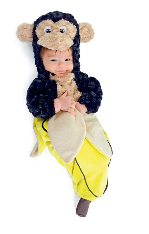 Baby-Äffchen in Bananenschale für Fasching