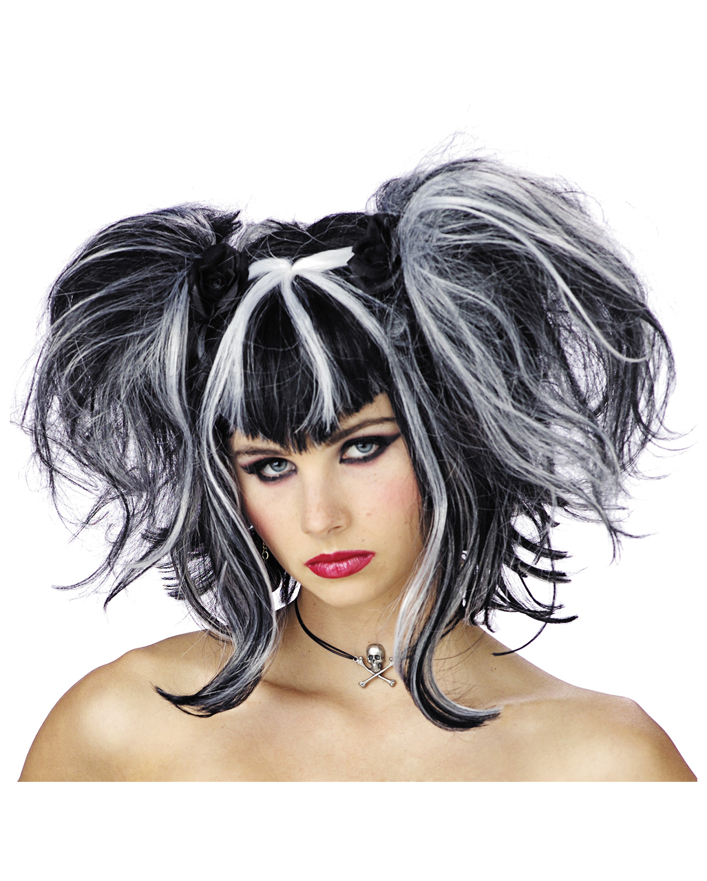 Gothic Fee Perücke Black / White für Halloween