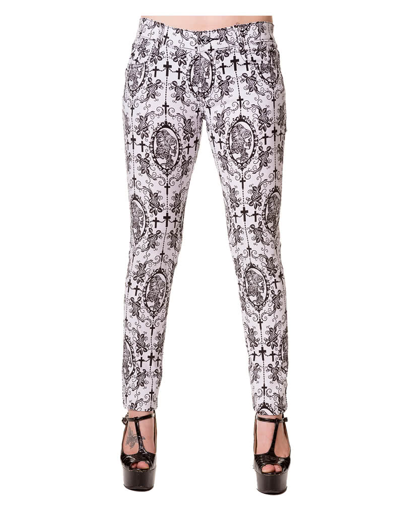 Gothic Jeans weiss   Stretchjeans  Gothic Hose M
