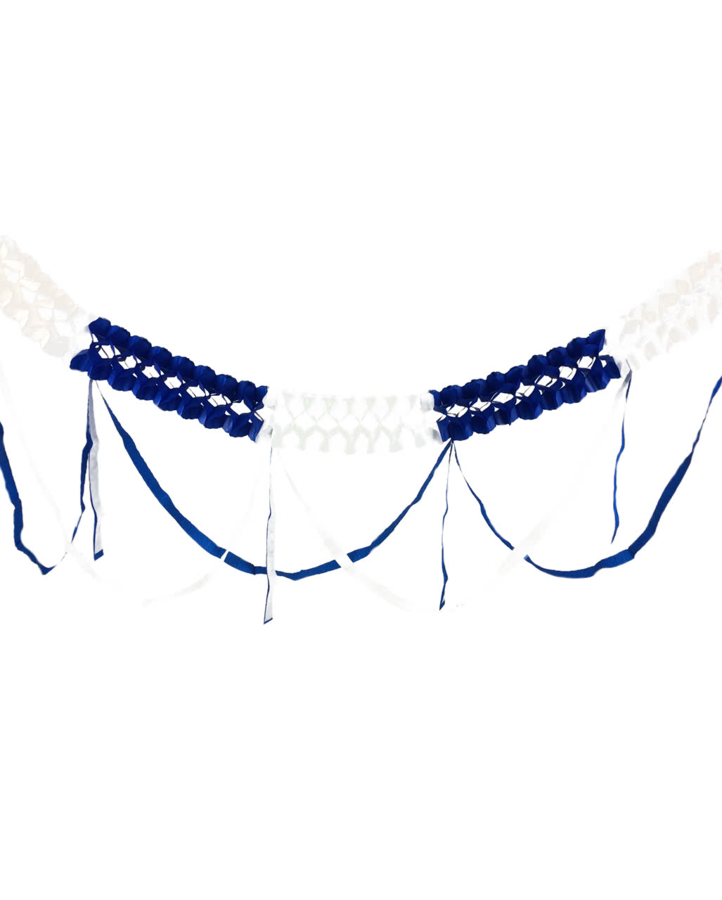 Girlande weiß-blau mit Fransen Partydeko