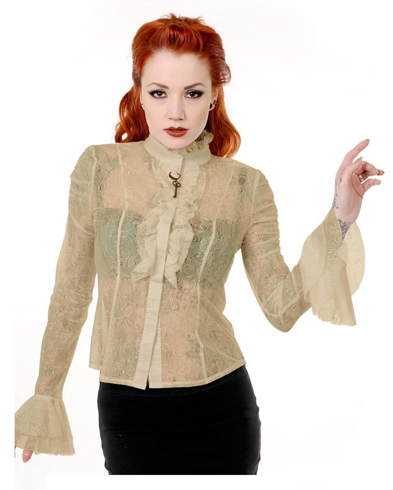 Steampunk Spitzenbluse beige Gothic Bluse Spitzenbluse S