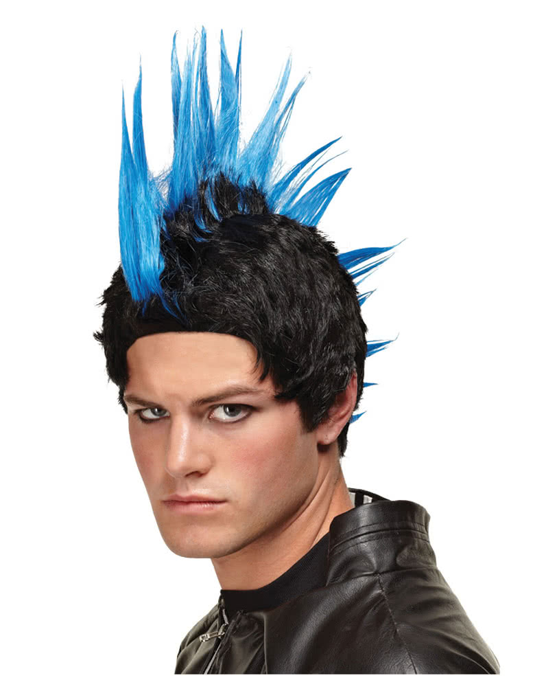 Irokesen Perücke Deluxe blau  Punker Perücke mit Mohawk