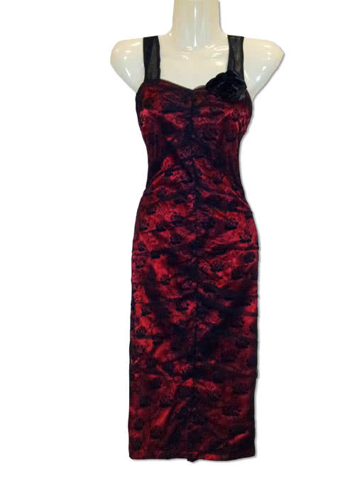 Pin-up Bleistiftkleid rot -Rockabilly Kleid-Sommerkleid- XL / 42