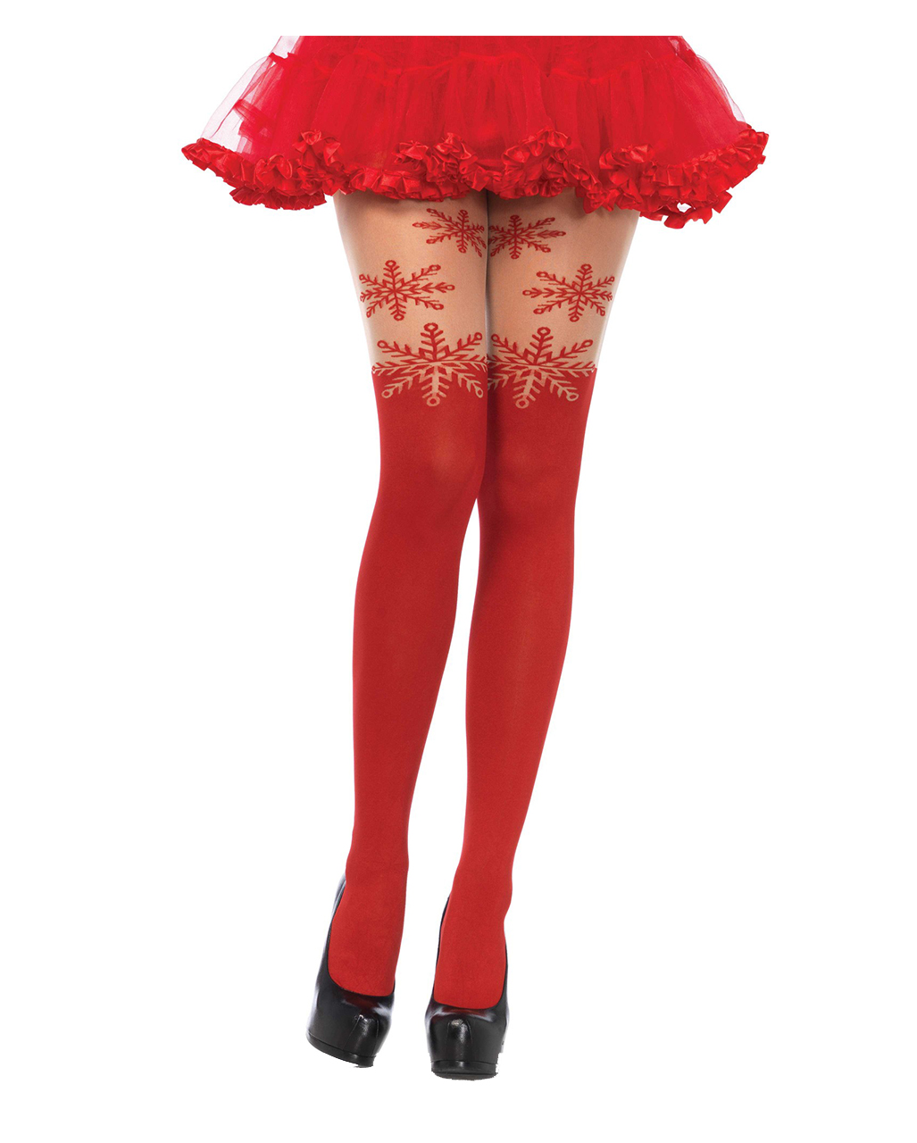 Blickdichte Schneeflocken Strumpfhose in Rot kaufen❆