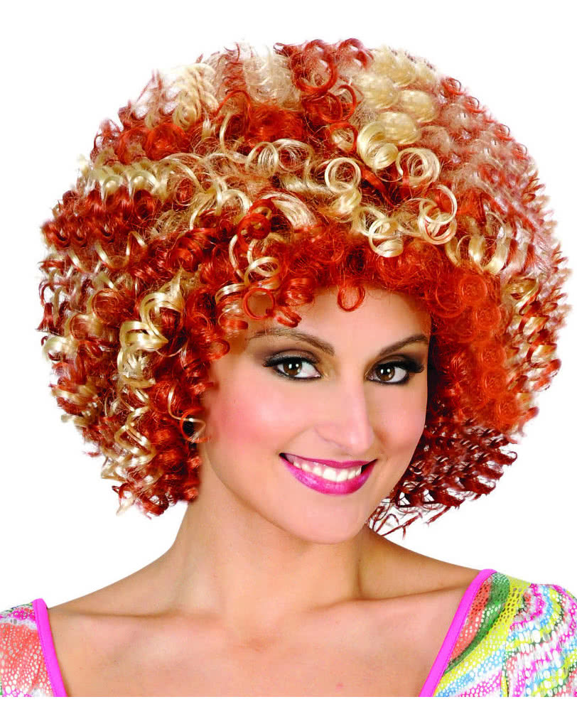 Disco Afro Perücke blond/rot 70er Jahre Lockenperücke