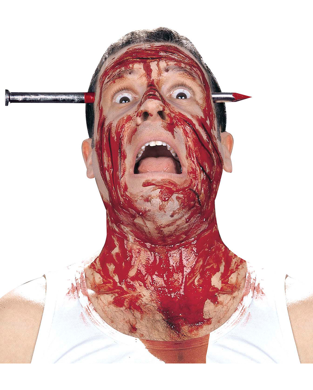 Blutiger Nagel im Kopf Scherzartikel für Halloween