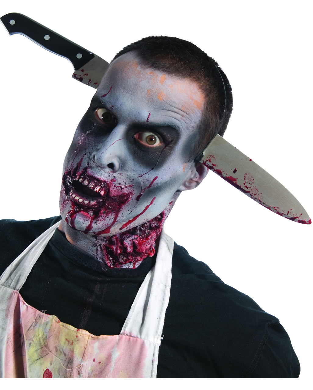 Blutiges Zombie Küchenmesser Kopfschmuck  Halloween Kostümzubehör