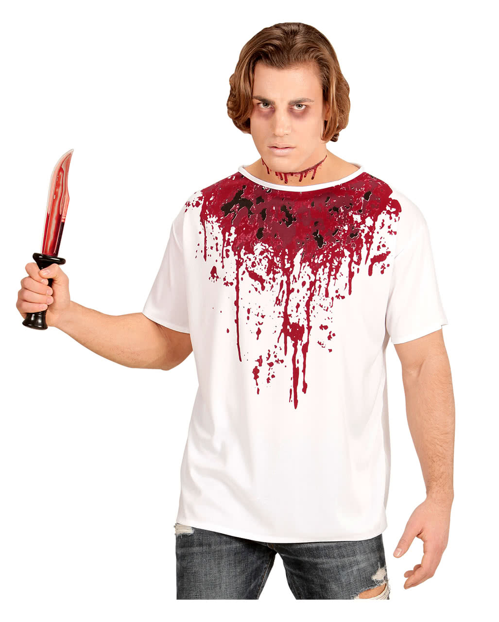 Blutverschmiertes T-Shirt für Halloween & Horror Partys M/L