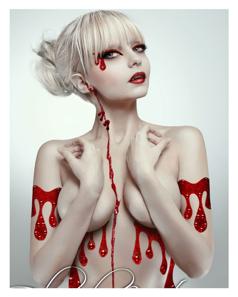 Body Art Tattoo Blutrausch Sexy Körperschmuck Blutstropfen