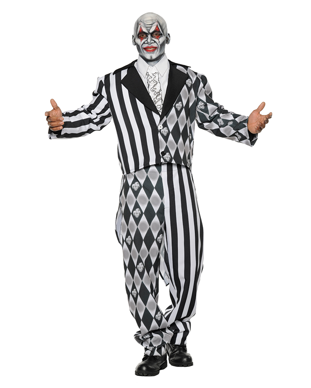 Böser Harlekin Kostüm schwarz-weiß Halloween Kostüm One Size