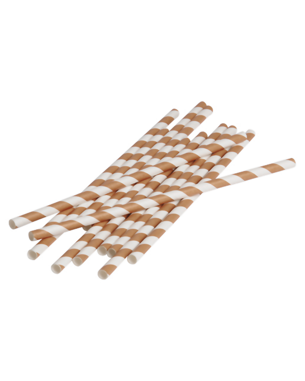 12 Papier Strohhalme Braun Weiß ➔ Party Trinkhalme
