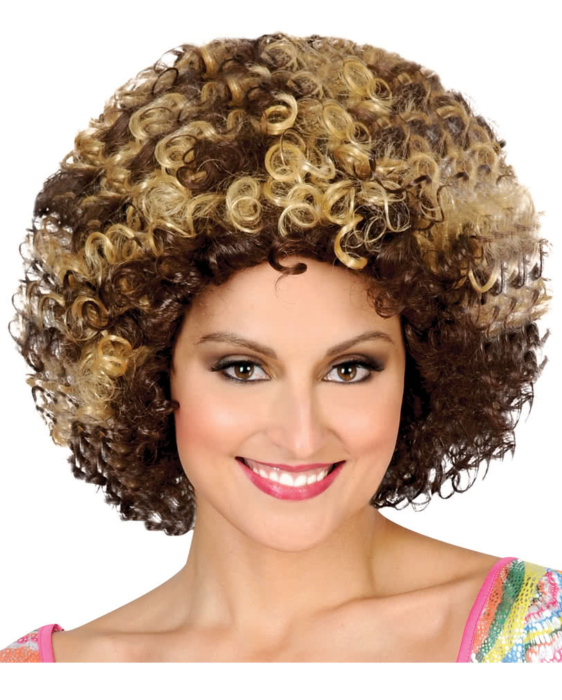 Disco Afro Perücke blond/braun 70er Jahre Lockenperücke