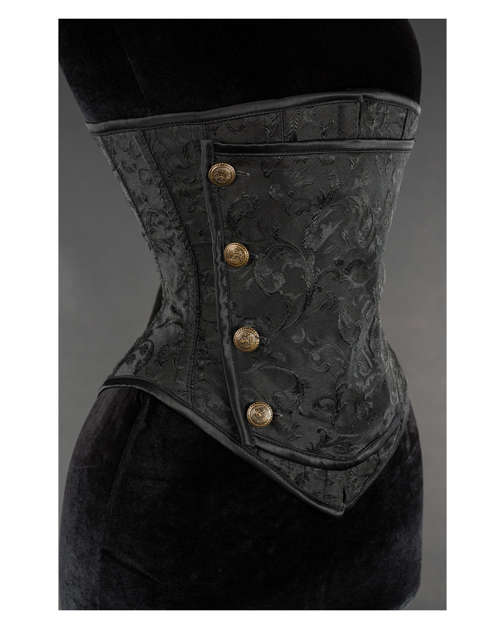 Brokat Unterbrust Korsett mit Knöpfen für Gothics 22