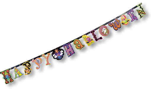 Bunte Happy Halloween Girlande als Halloween Partydekoration