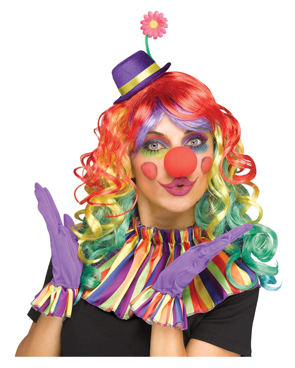 Buntes Clown Zubehör Set für Karneval