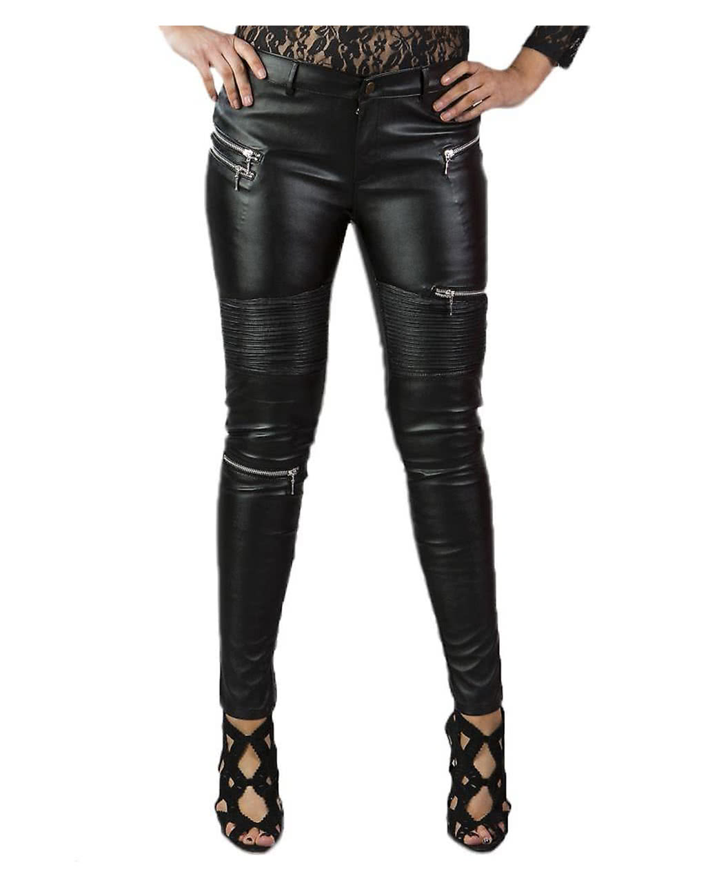 Biker Hose Faith Lederimitat schwarz  Gothic Mode kaufen S