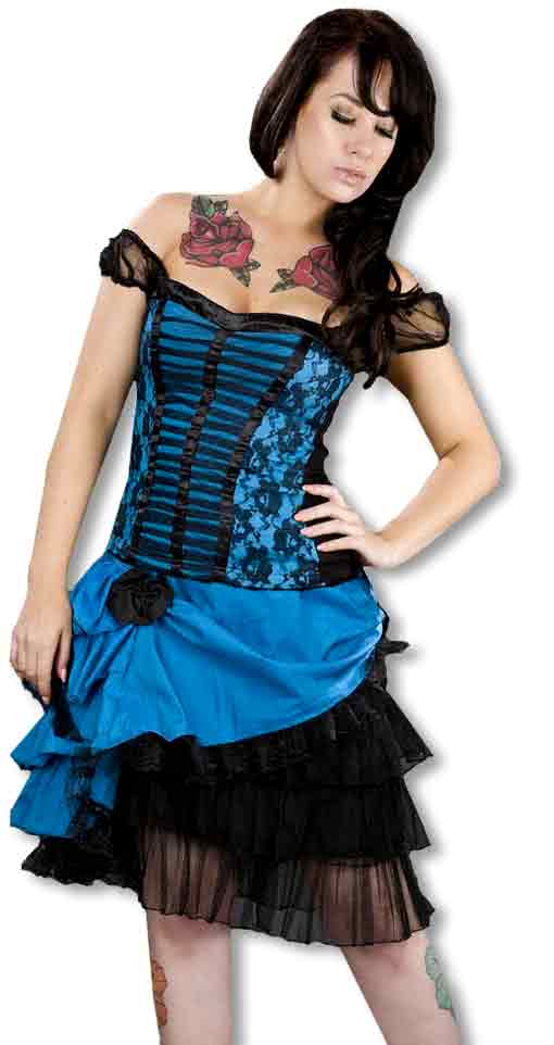 Spitzen Taftrock türkis Rockabilly Burlesque Gothic Fashion S/M 34-36