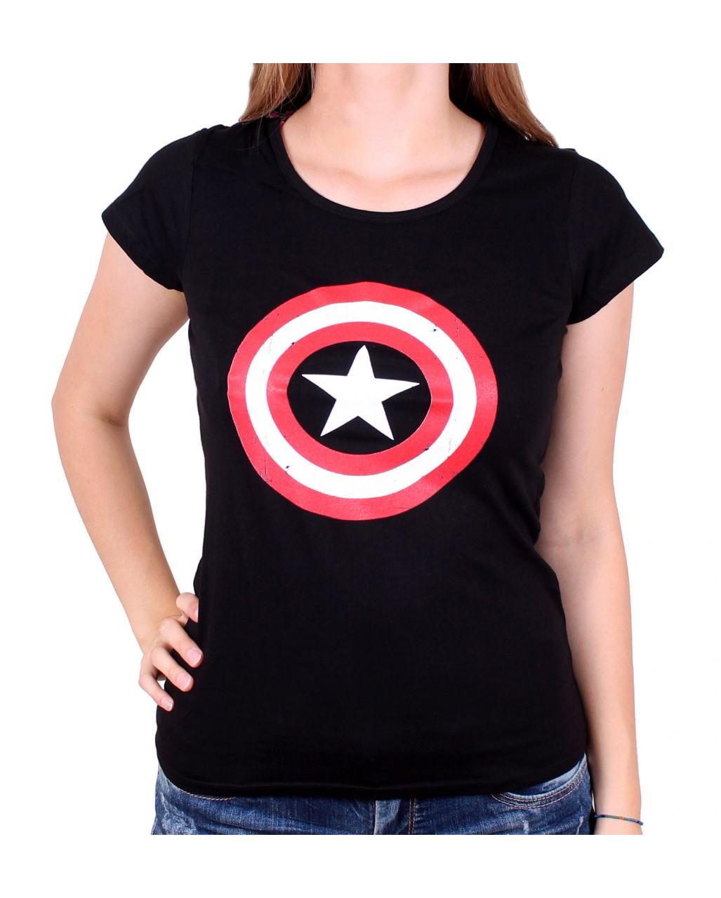 Captain America Damen T-Shirt The Shield Avengers T-Shirt für Frauen L