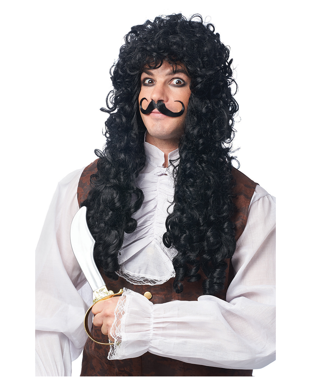 Captain Hook Perücke schwarz für Seeräuber