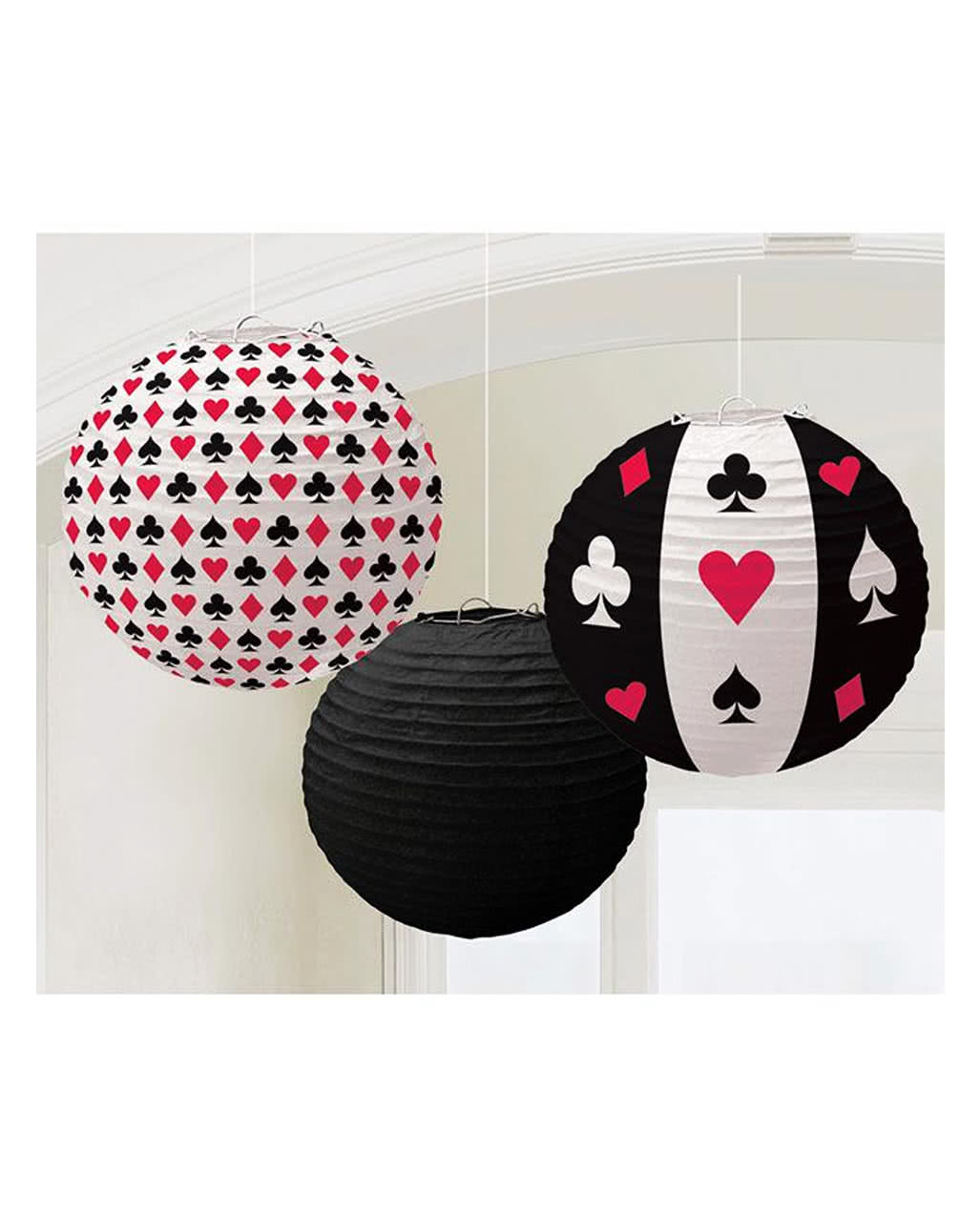 Casino Lampions 3 Stk. Mottoparty Dekoration