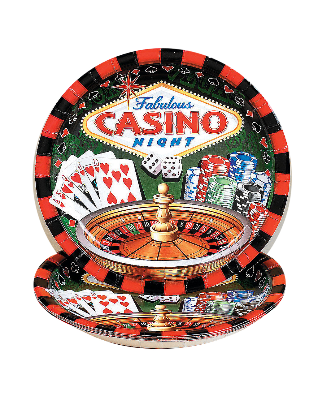 Casino Pappteller groß als Mottoparty Deko