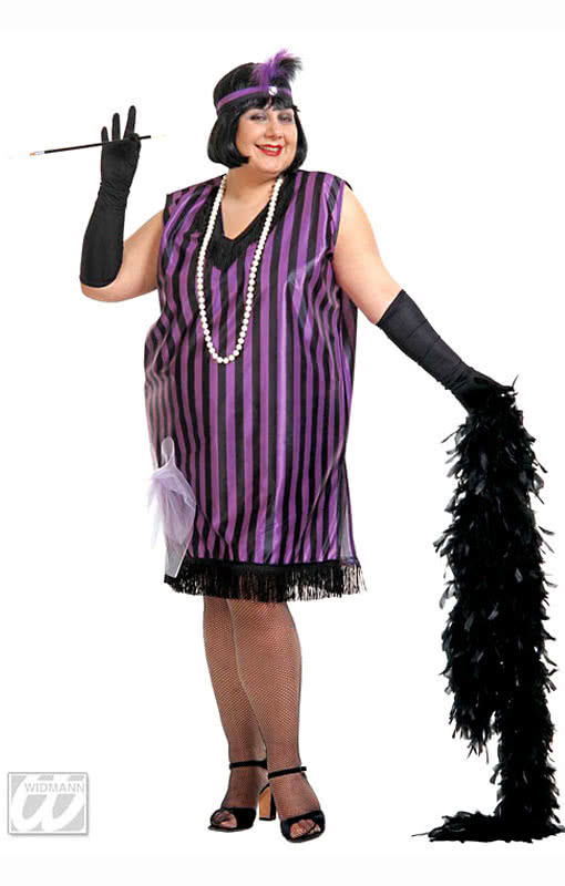 Charleston Kleid schwarz violett XL   20er Jahre Kostüme