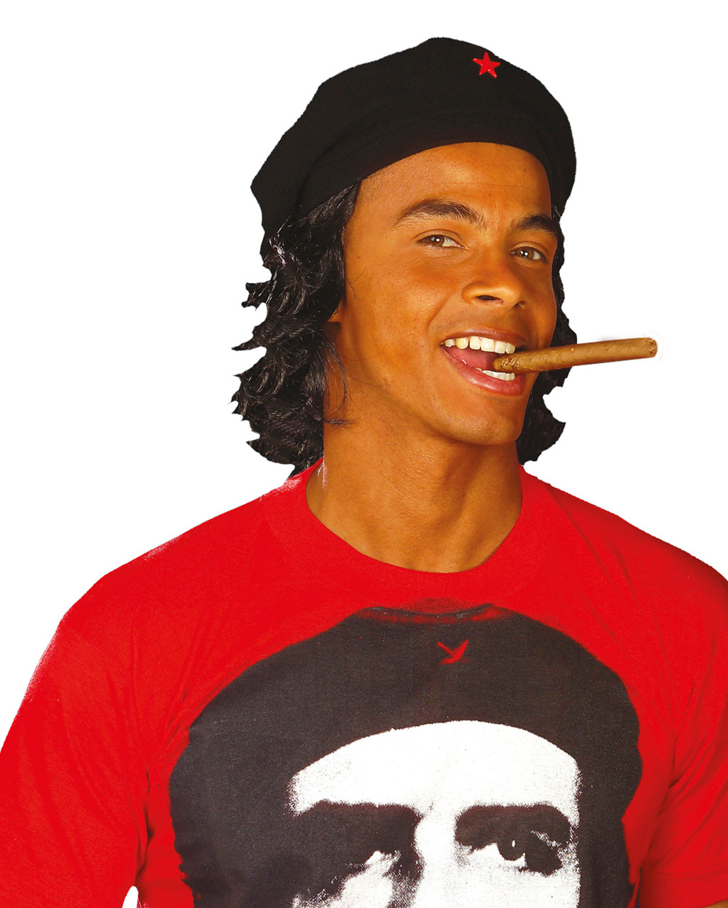 Che Mütze mit schwarzem Kunsthaar Che Guevara Mütze kaufen