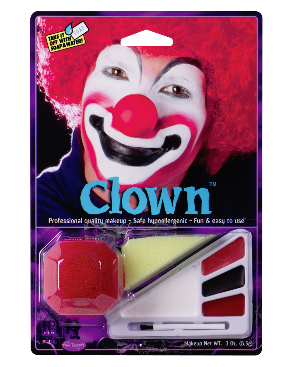 Clown Make-up Kit mit Nase  Halloween Schminke