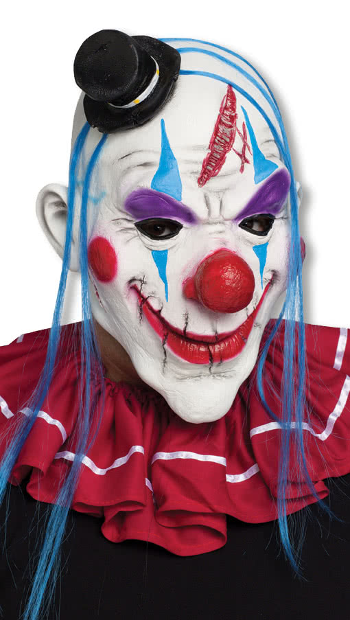 Clown Maske mit Stirnwunde -Joker Maske-Zombie Clown-Killer Clown