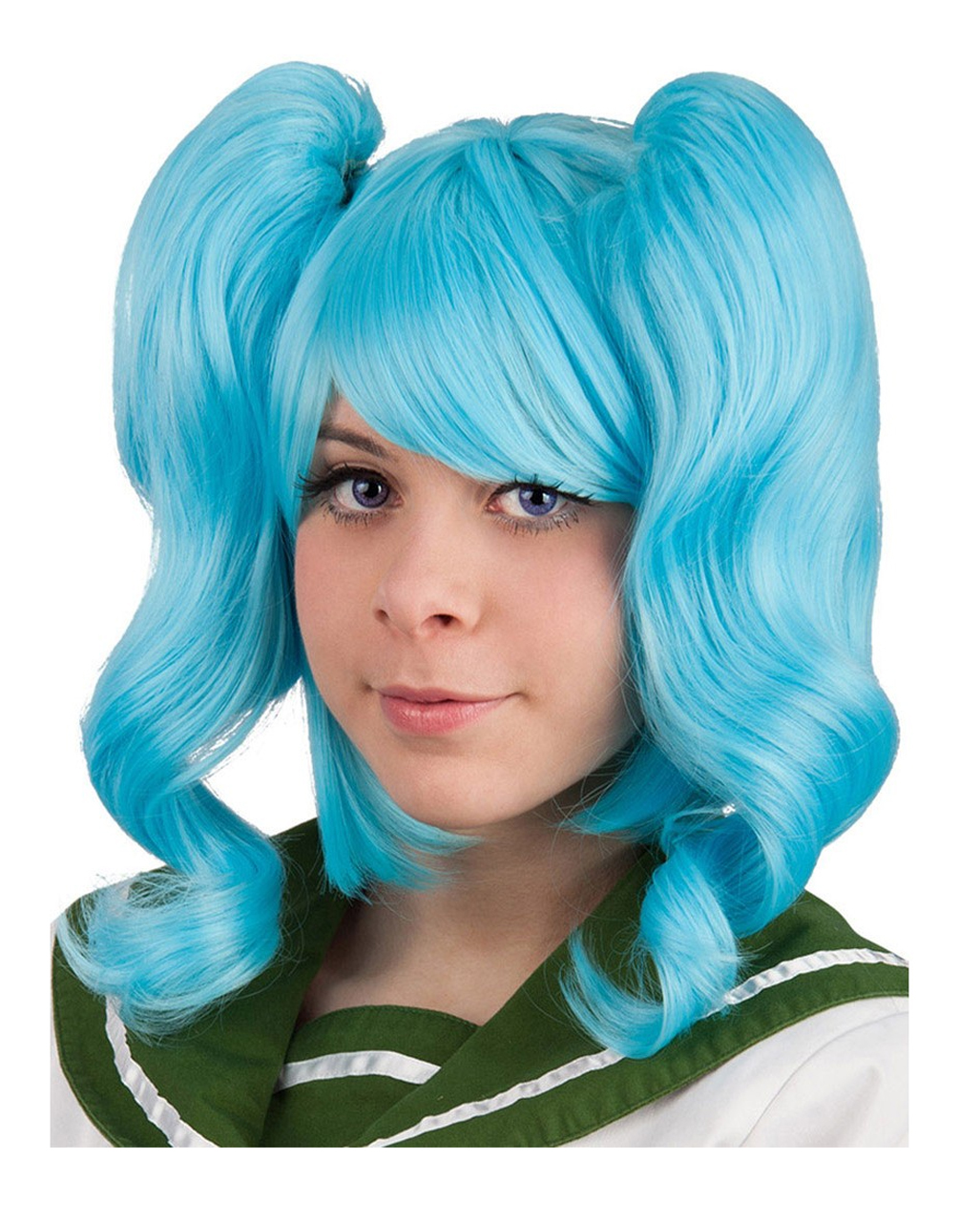 Cosplay Zopfperücke türkis Manga Perücke