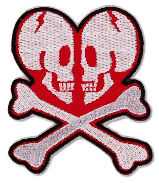 Crossbone Love Patch Gothic Patch, Aufbügler, Totenkopf Sticker