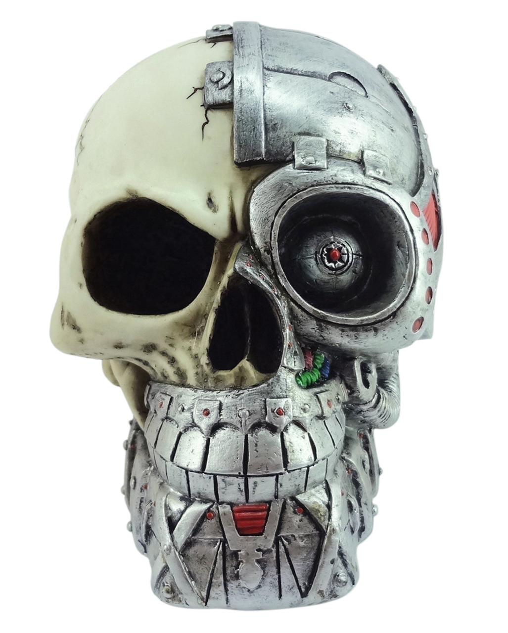 Cyborg Totenschädel als Halloween Deko