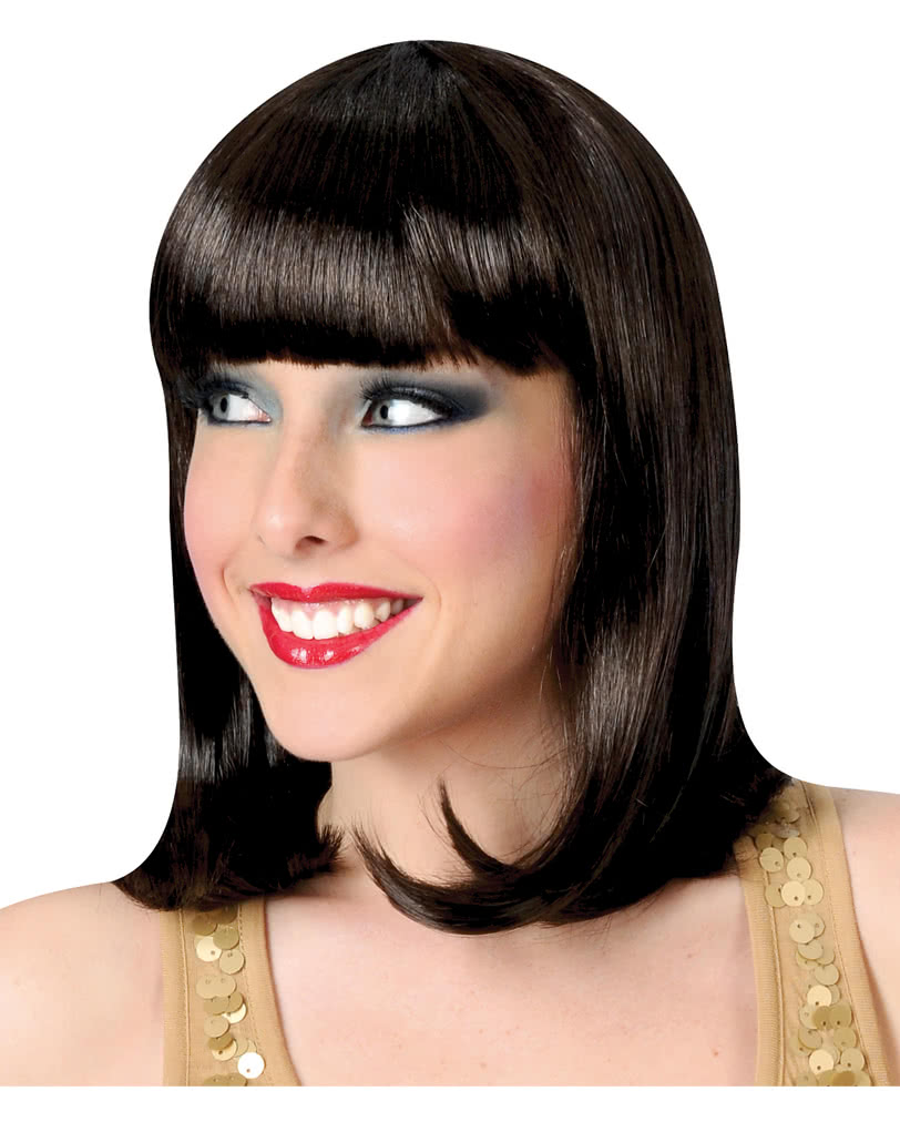 Revue Girl Perücke mit Pony braun - Karnevals Perücke