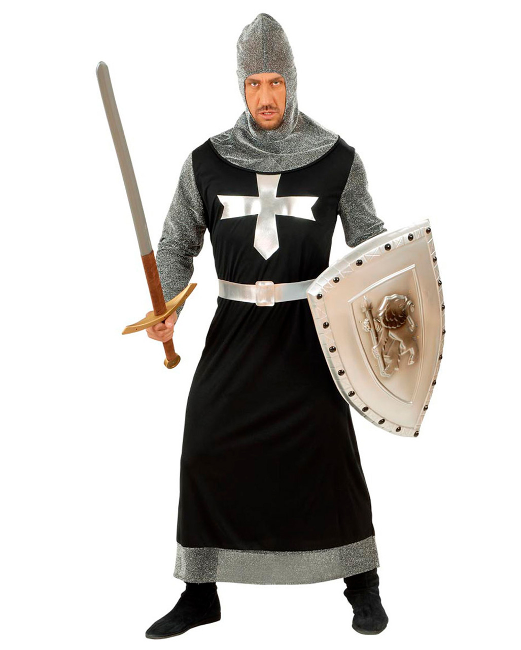 Dark Crusaders Kostüm -Kostüme Mittelalter-Kreuzritter Kostüm-Schwarzer Ritter L