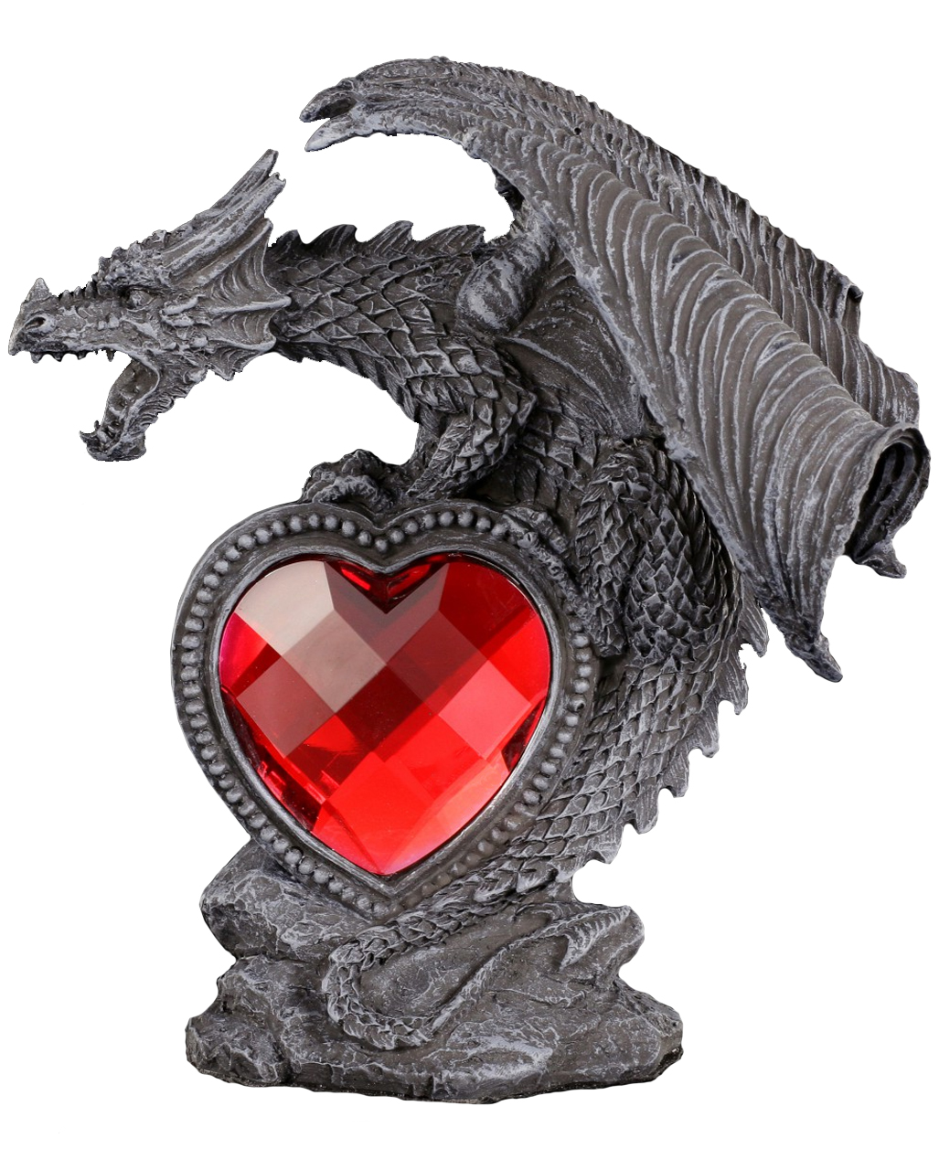 Drachenfigur mit rotem Herz als Geschenk
