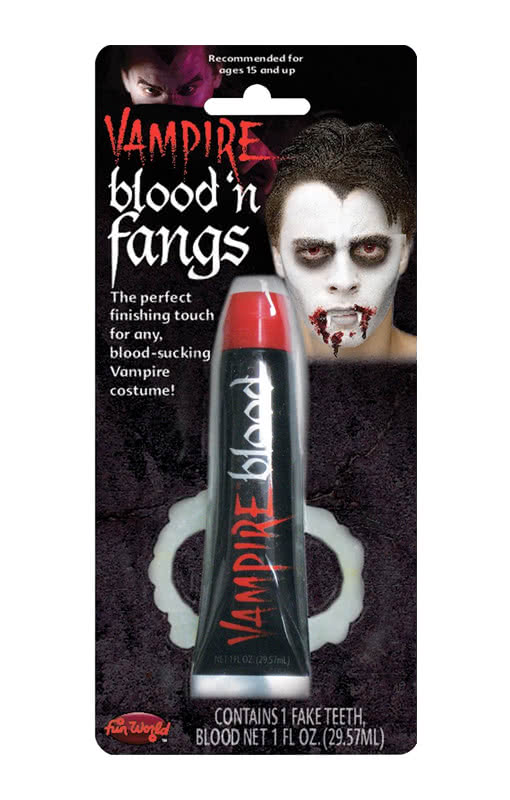 Vampirzähne Economy mit Blut Vampir-Eckzähne für Halloween