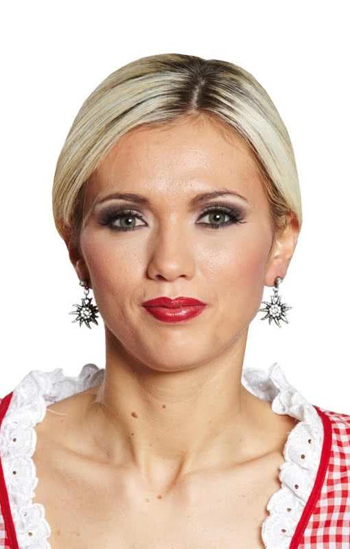 Edelweiß Ohrringe mit Strass   Oktoberfest Schmuck
