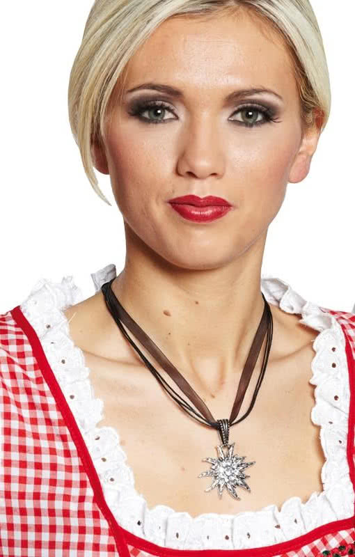 Edelweiß Kette mit Strass   Trachtenschmuck mit Edelweiß