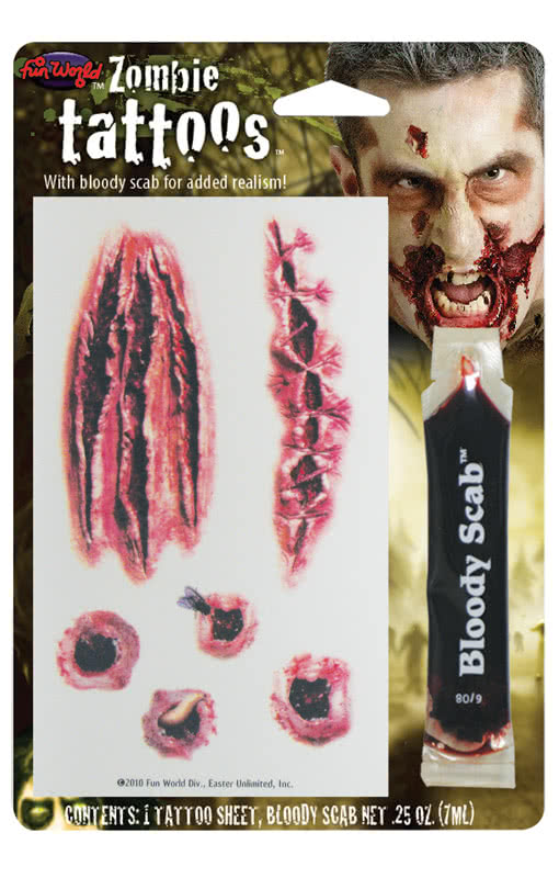 Zombie Schußwunden Tattoo Halloween Klebetattoos mit Wunden als