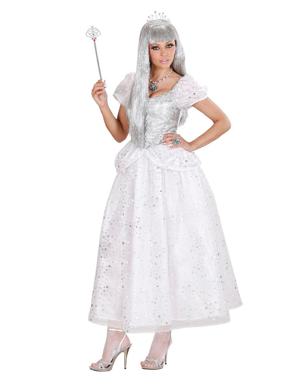 Eiskönigin Kostüm weiß mit silber Märchenkostüm S / 36