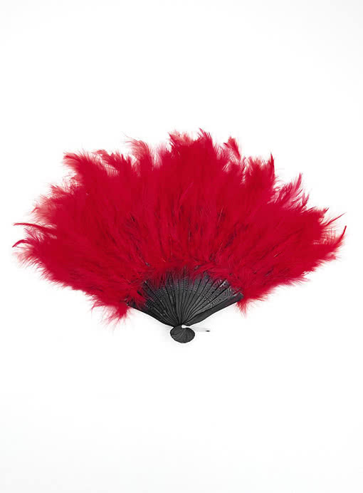 Feder Fächer rot XXL   Burlesque Fächer mit Marabu Besatz