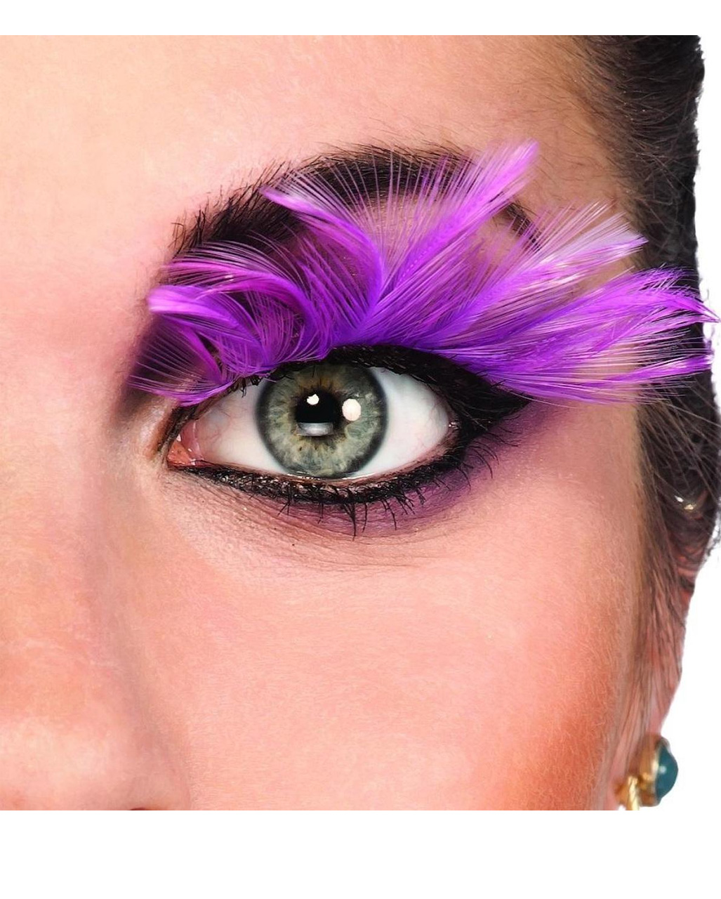 Extra lange Feder Wimpern pink Faschings Schminke kaufen