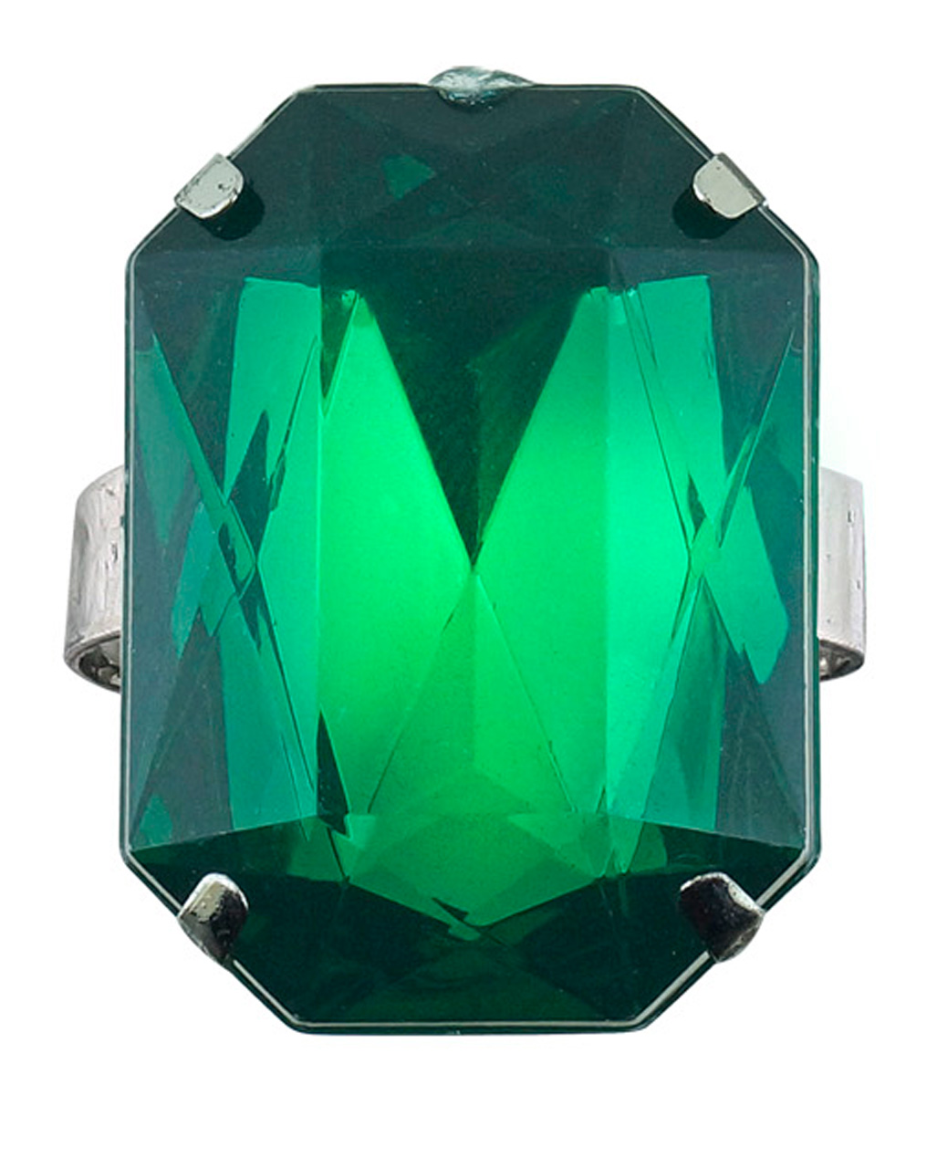 Ring mit smaragdgrünem Schmuckstein witziges Karnevalszubehör