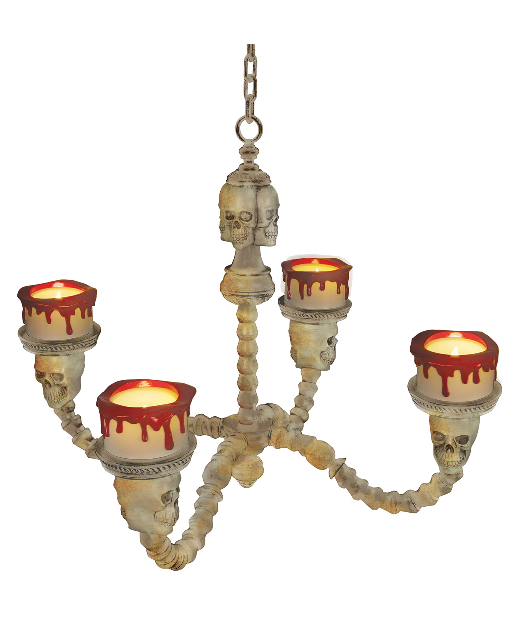 Totenkopf Kronleuchter mit blutigen LED Kerzen